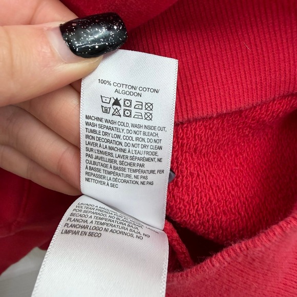 Lucky Brand red embroidered GIRL casual crewneck 100% cotton sweatshirt casual L - Picture 5 of 8